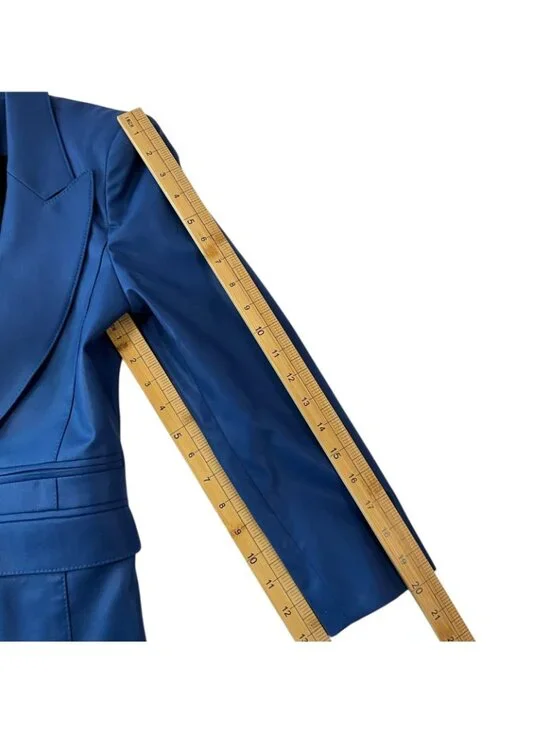 Smythe Hutton Blazer Womens 4 Blue Wool Shawl Lapel Tuxedo One Button Jacket - Picture 12 of 13